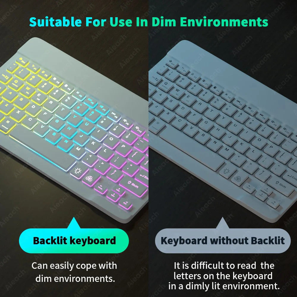 Retro Rainbow Bluetooth Keyboard for Android iOS Windows Tablet, Wireless Mouse for iPad Phone