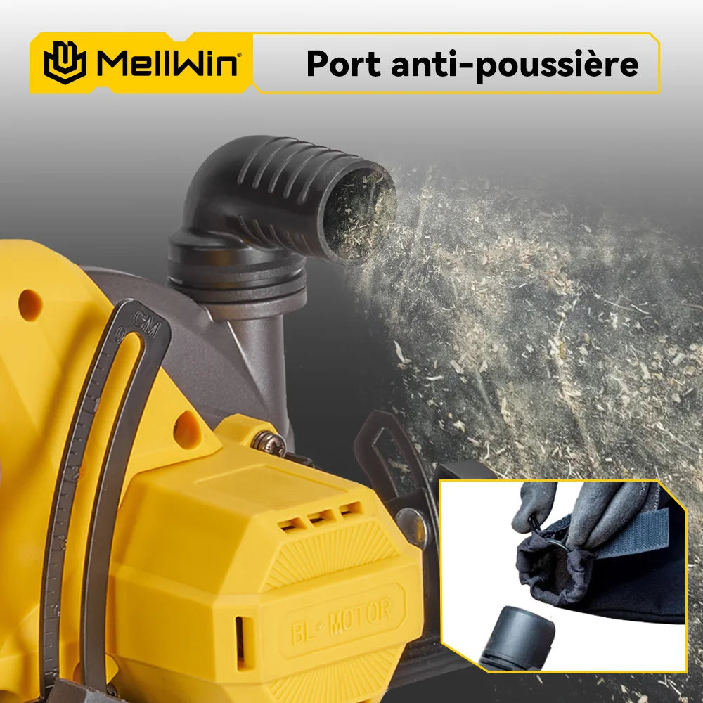 Scie circulaire électrique sans balais MELLWIN 150 mm – Outil multifonction portable pour bois, PVC, MDF et plus, compatible Makita 18 V