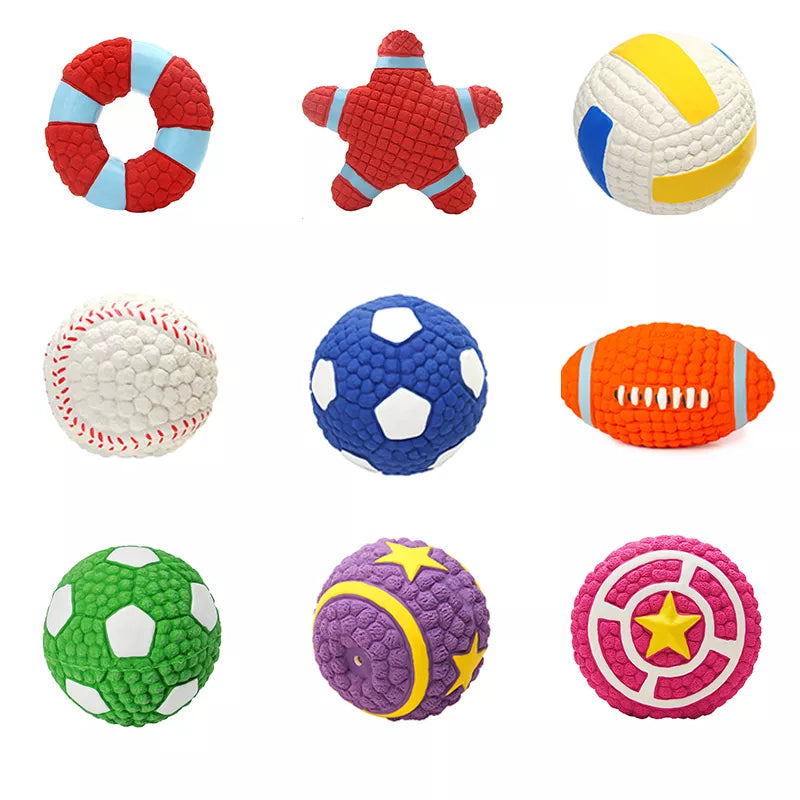 Natural Latex Dog Soccer Ball, Interactive Chew Toy, Soft and Bouncy, Durable, for Small, Medium and Large Dogs 