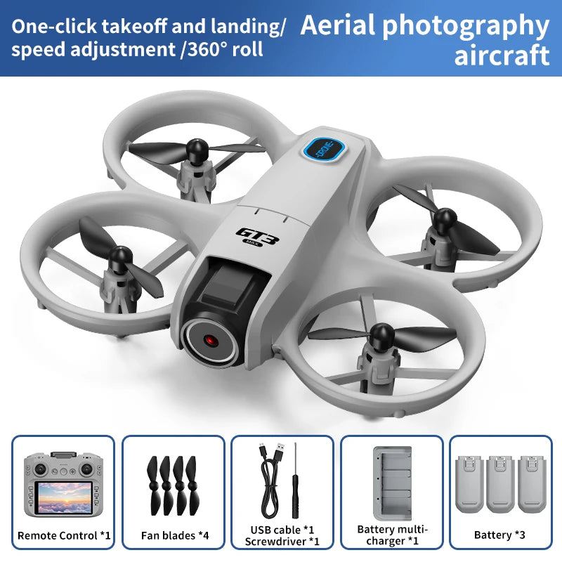 Drone GT3 MAX – 6K HD, Écran 4,3", Télécommande, Mode Sans Tête, Flip 360°, Quadcopter RC Jouet pour Enfant