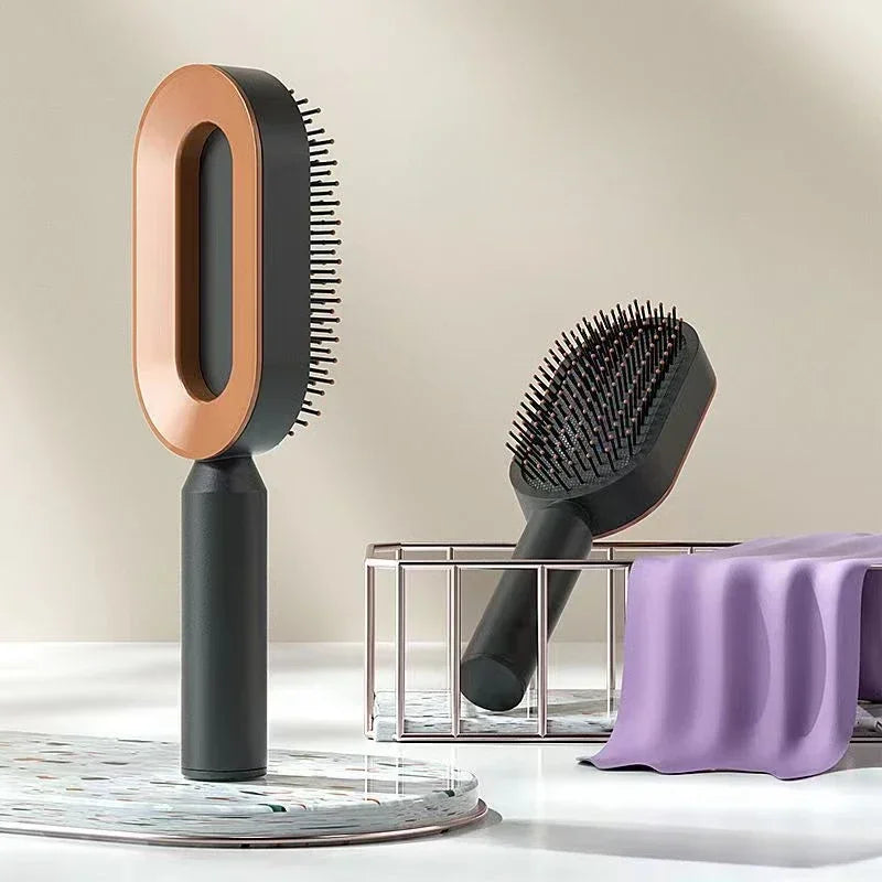 Brosse à Cheveux pour Femme avec bouton poussoir pour nettoyage facile