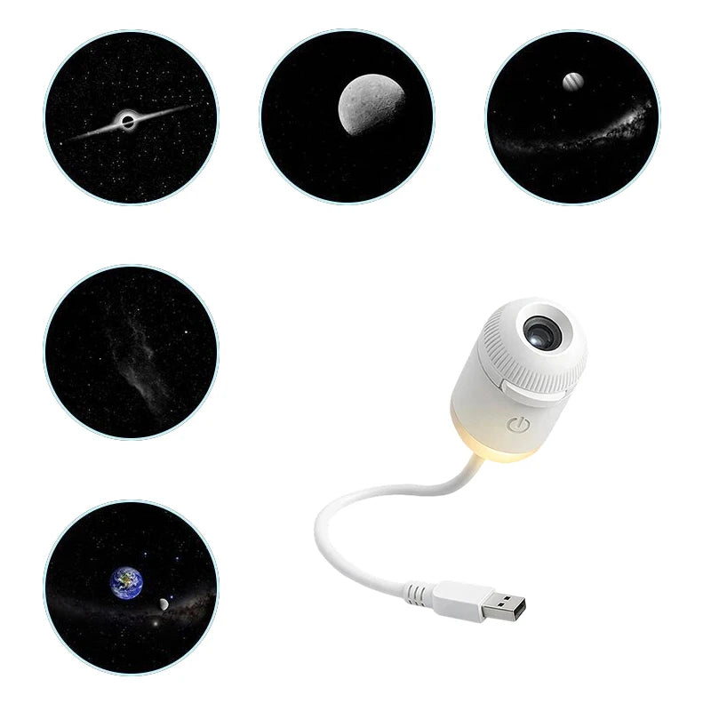 Mini Projecteur d’Étoiles USB 2 en 1 – 12 Films Ciel Étoilé pour Maison & Voiture