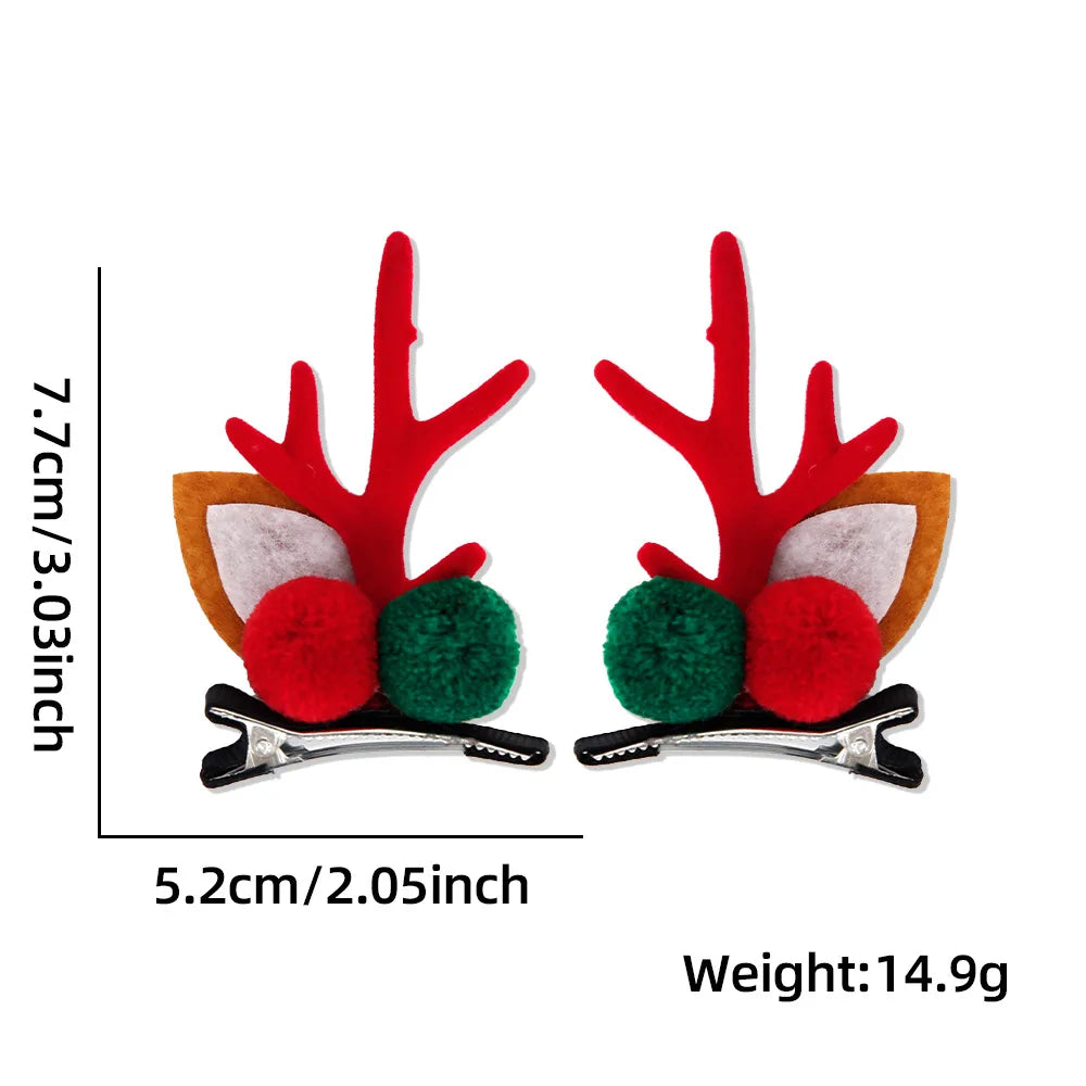 Accessoires pour cheveux de noël, bois en peluche rouge avec cloches, coiffure en épingle à cheveux oreilles de cerf