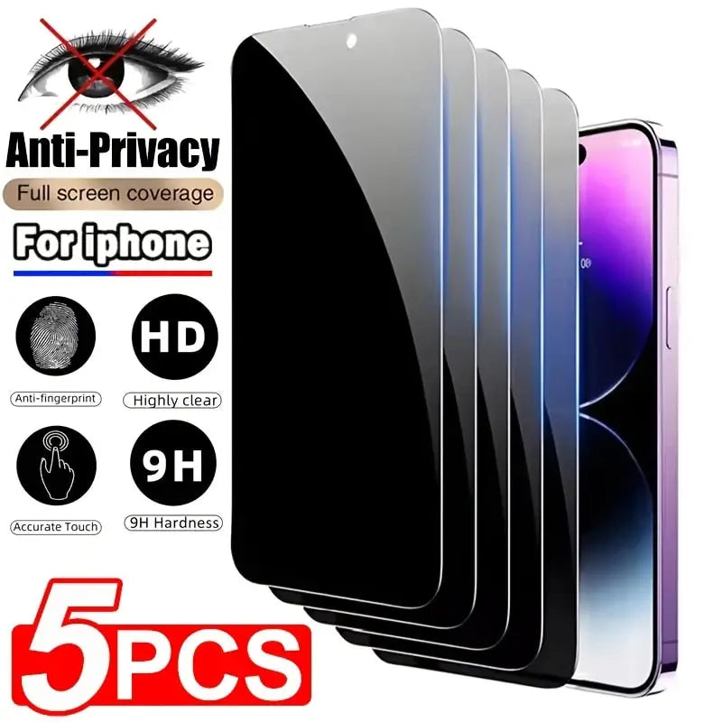 ProtecteProtecteur d’écran de confidentialité – couverture complète, 5 pièces (KENNAGE)ur d'écran de confidentialité, couverture complète, 5 pièces, pour iPhone 17 16 11 12 13 14 15 Pro Max, protecteur d'écran Anti-espion pour IPhone X XS XR