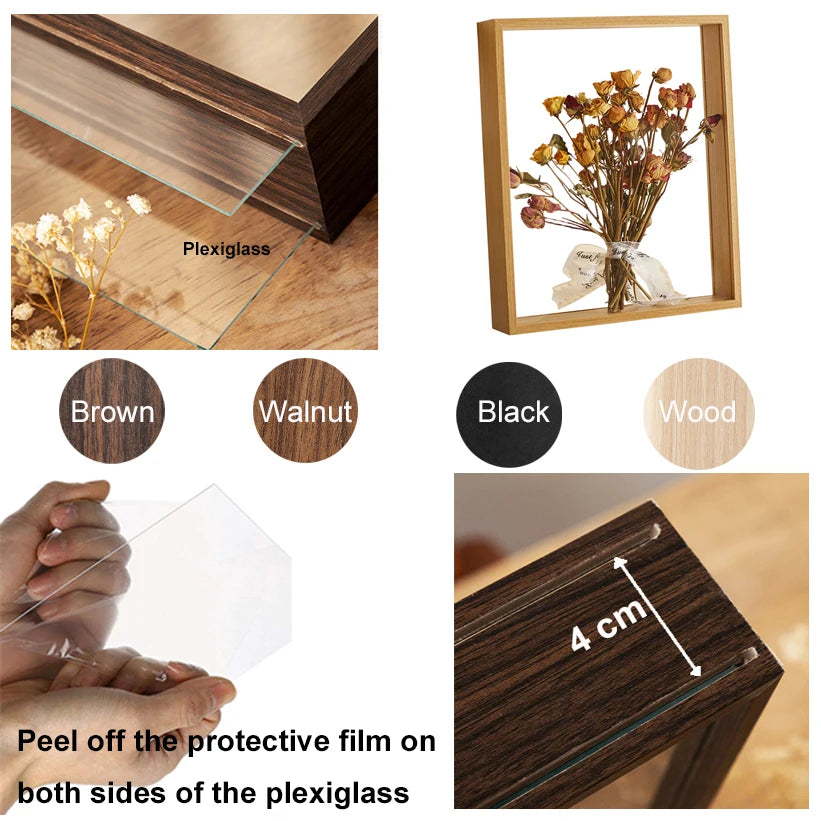 Shadow Box Frames, Bouquet Display, Flower Case, 3D Picture for Crafts, Memories Memory, Clear Photo Frame, 4cm