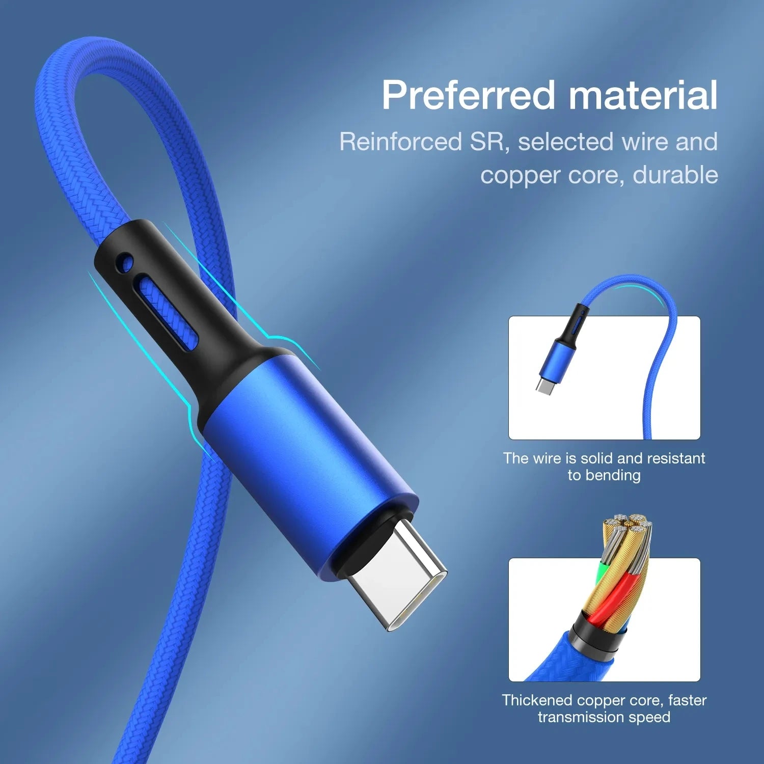 Câble USB-C vers USB-C 3A – charge rapide – Realme, Xiaomi, Samsung S21, iPad, Poco