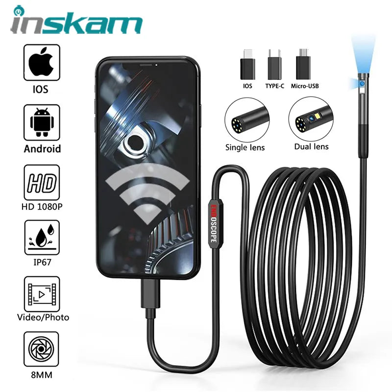 3 in 1 Mini Endoscope Inspection Camera Micro USB/Type-C for IOS iPhone Waterproof 