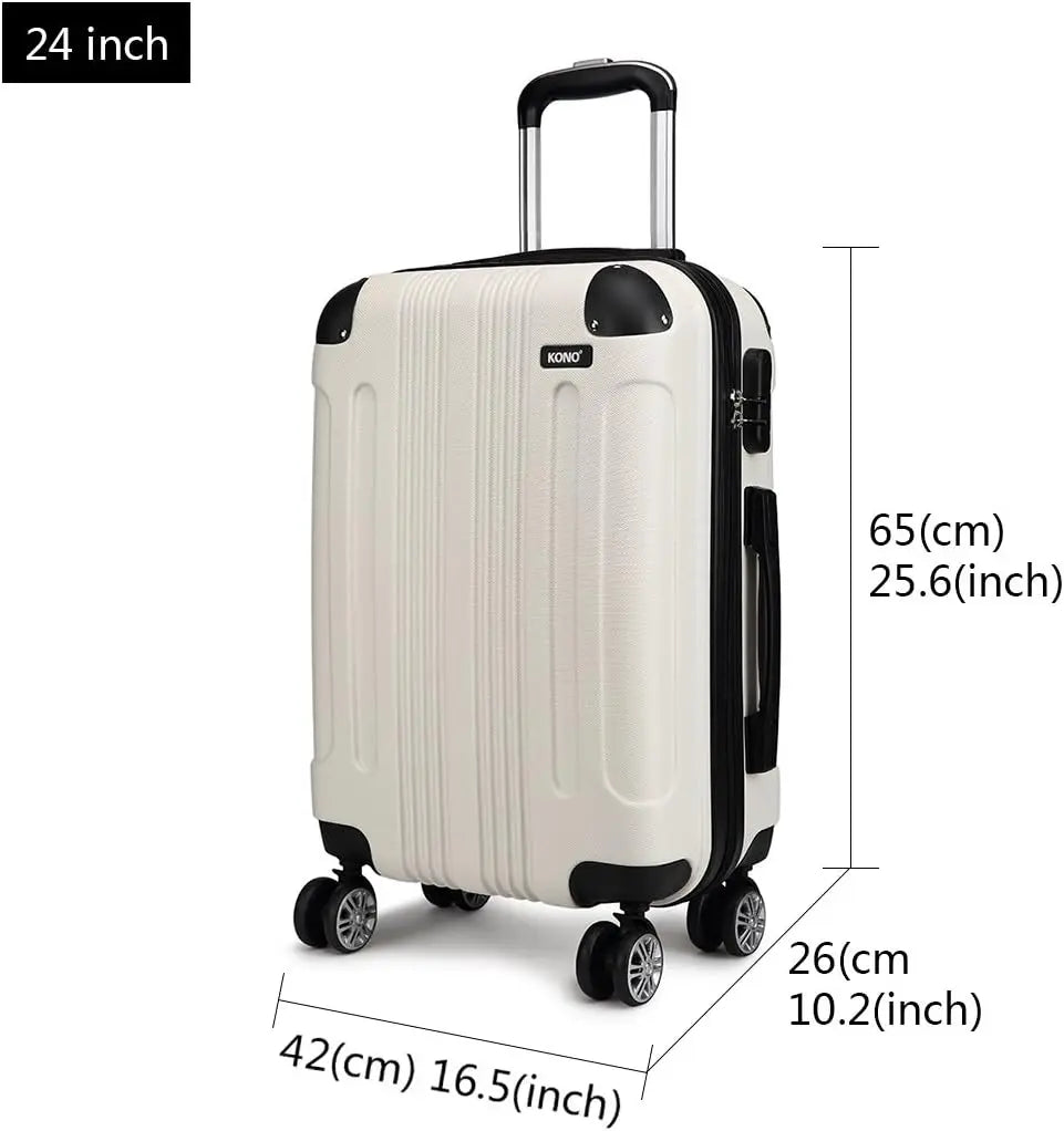 Valise trolley légère et rigide avec 4 roues jumelles KONO – Matériau ABS