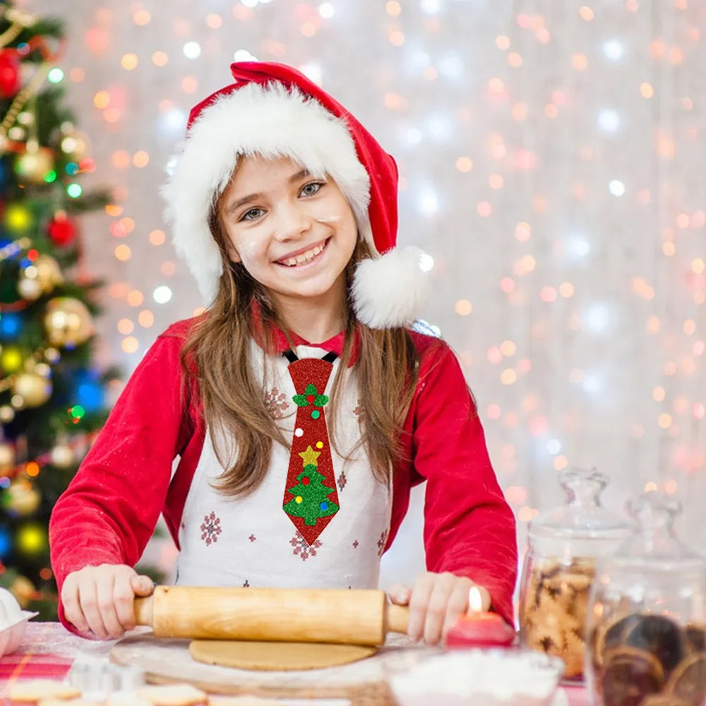 Cravates de Noël en Feutre pour Enfants, Décorations de ix, Bonhomme de Neige, Elk, Arbre