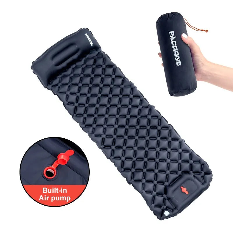 Inflatable Mattress, Sleeping Pad with Pillows Ultra Light, Air Mat Built-in Inflator Pump for Hiking, Outdoor Camping