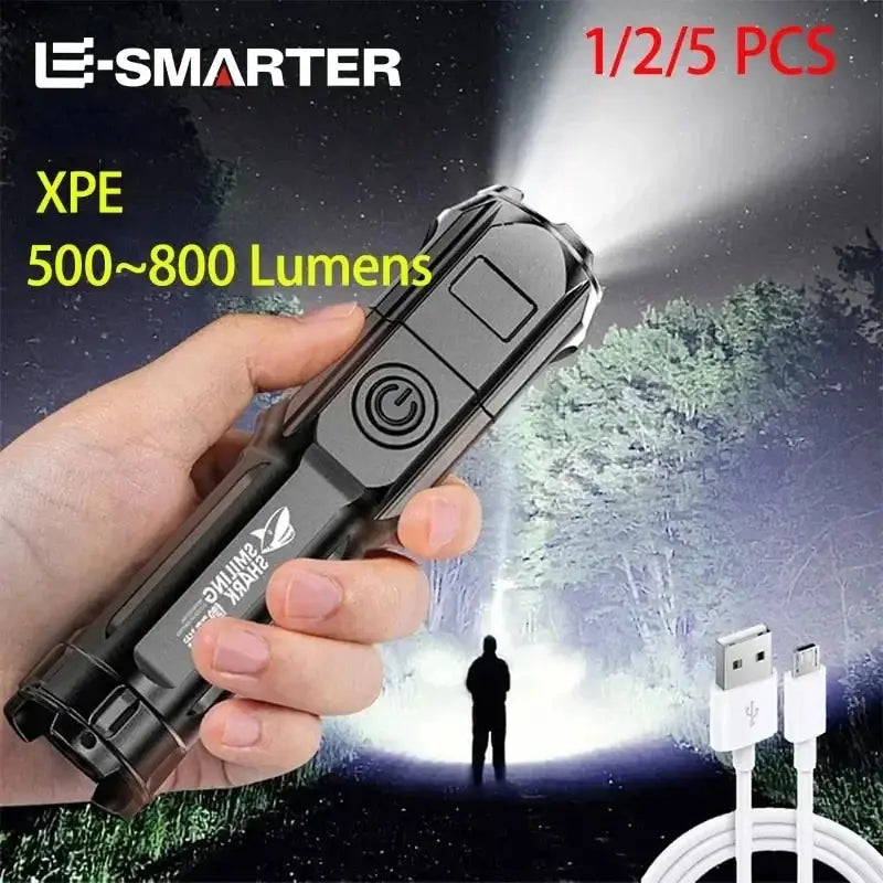 LED Telescopic Flashlights, Portable Budget Long Range Camping Flashlight, 4 Lighting Modes 