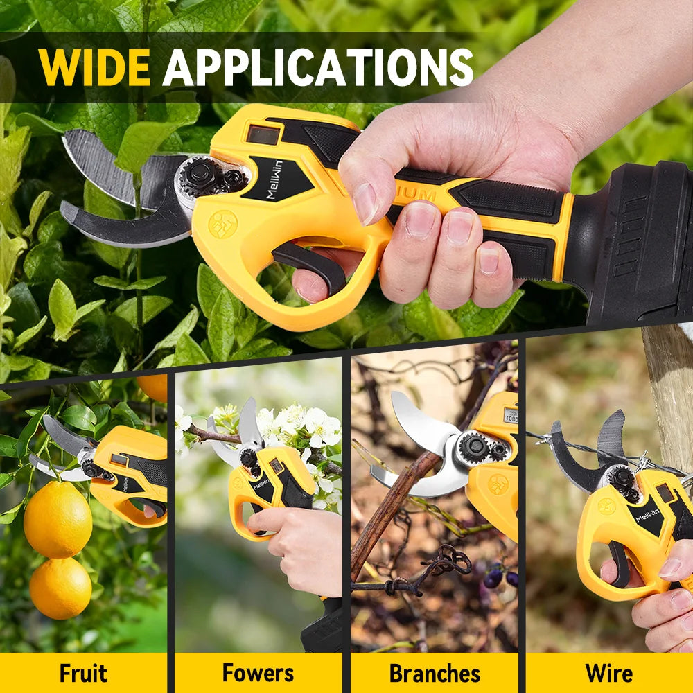 Sécateur électrique sans fil 32 mm MELLWIN – sans balais, cisaille pour arbres fruitiers et bonsaï, ciseaux d’élagage, compatible Makita 18 V / 21 V