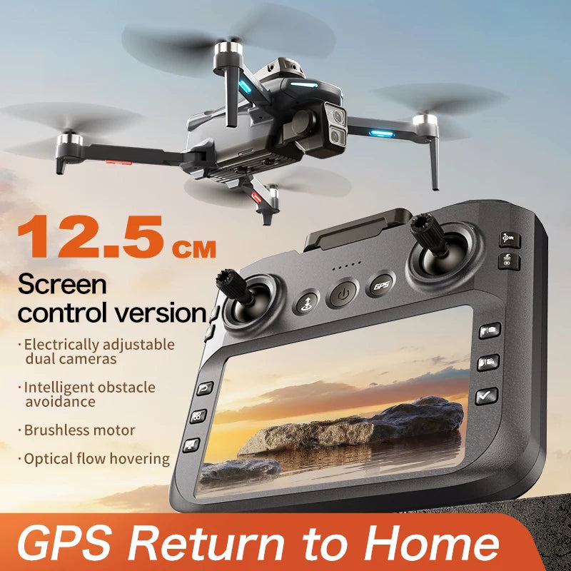 Drone XT606 GPS PRO 5G – Photographie aérienne 8K, double caméra, écran, évitement omnidirectionnel, jouet RC pliable