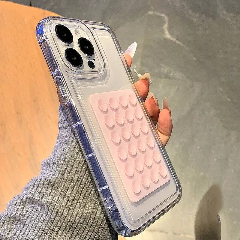 Coque transparente à ventouse 3D – Étui souple antichoc pour iPhone