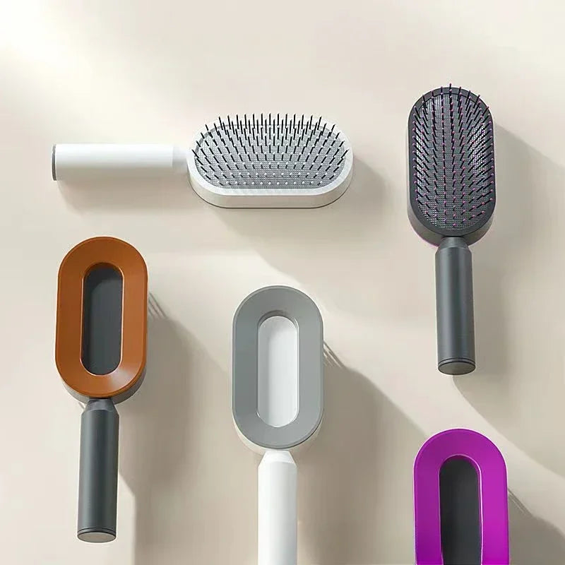 Brosse à Cheveux pour Femme avec bouton poussoir pour nettoyage facile