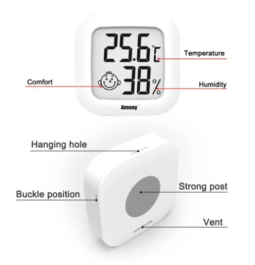 Thermomètre et hygromètre numérique LCD pour intérieur, capteur électronique de température et d'humidité