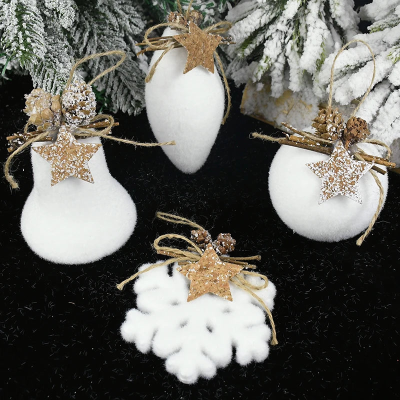 1.2pcs White Christmas Ball Snowflake Water Drop Bell Xmas Tree Ornament Home Decor