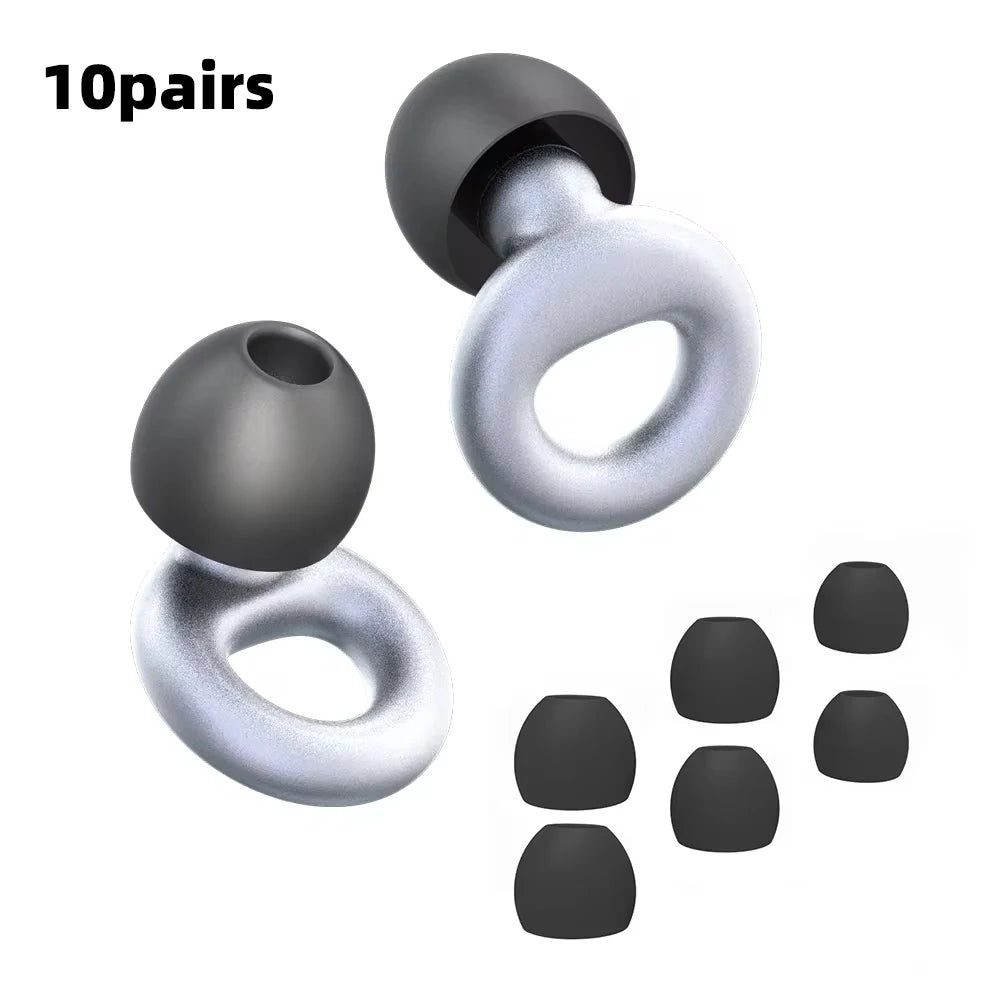 Bouchons d'oreille silencieux pour la réduction du bruit HUAK, 8 embouts en XS, S, M, L, super doux, protection auditive réutilisable pour le sommeil, la natation, le travail