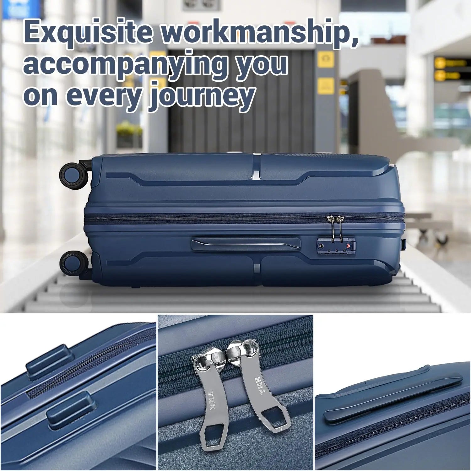 Ensemble de valises rigides British Traveler KONO, 4 pièces, PP, serrure TSA