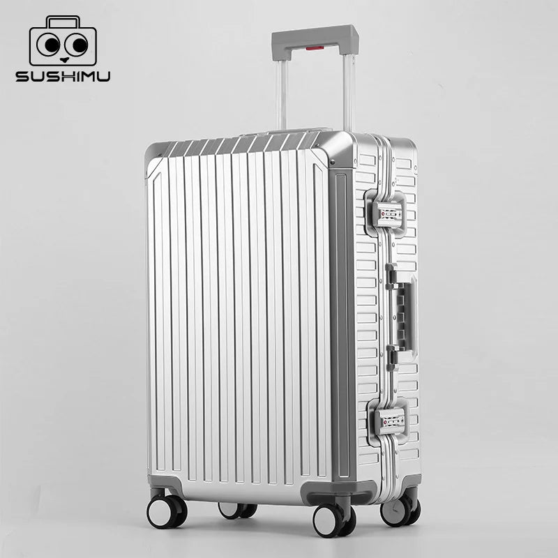 Valise à roulettes en aluminium pour voyage SUSHIMU – hommes et femmes, 20, 24 et 28 pouces