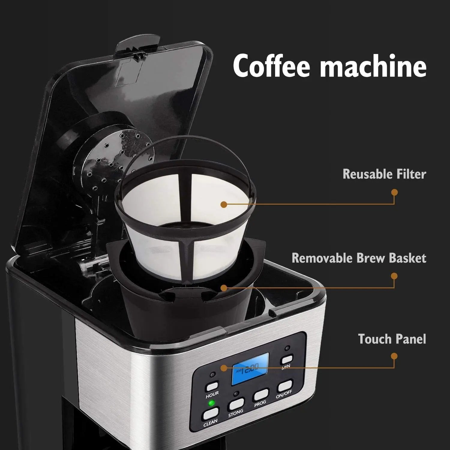 XEOLEO Automatic Drip Coffee Machine, Glass Kettle, American Espresso Coffee Maker, Keep Warm Coffee Pot, 1.5L, 73 Maker