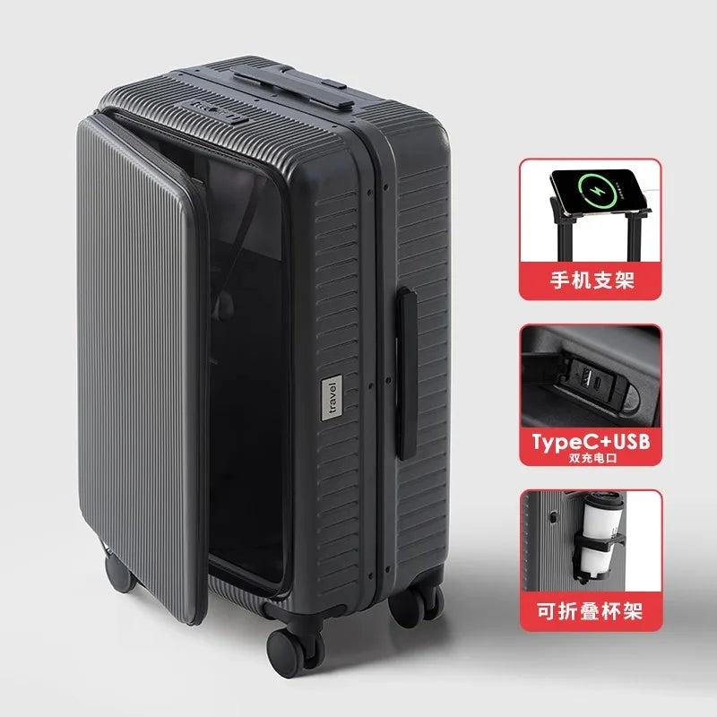 Valise SUSHIMU – Roulettes avec ouverture avant et boîte à mot de passe, cabine 20 et 24 pouces