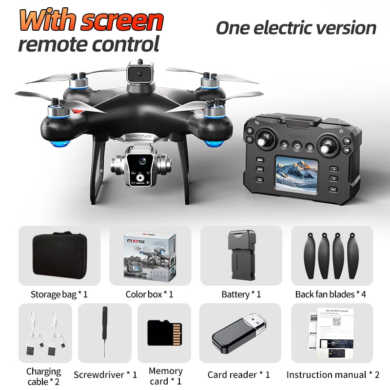 Drone à écran K102 version solitaire – Caméra 4K, moteur sans balais, évitement d'obstacles, quadrirotor pliable, jouet RC 2025
