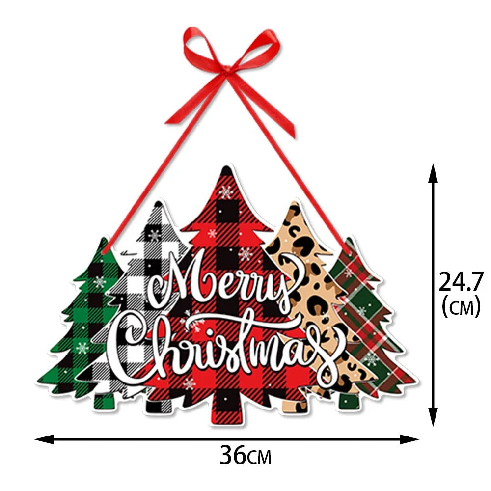 Cintre de porte de Noël avec Père Noël et Bonhomme de Neige – Pendentif suspendu pour sapin et décoration de maison pour Nouvel An et fêtes