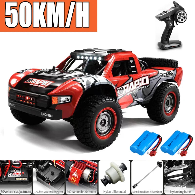 Voiture Rc tout-terrain 4x4, 50 km/h ou 75 km/h, moteur sans balais à grande vitesse, Monster Truck 1/16, voitures de course dans le désert/neige, jouets pour garçons