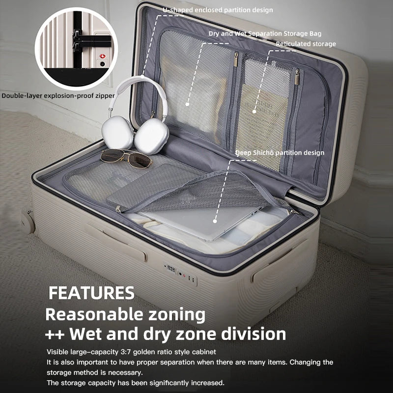 Valise SUSHIMU – Grande capacité avec poignée épaissie, cadre en plastique, verrouillage mot de passe, 20 à 28 pouces