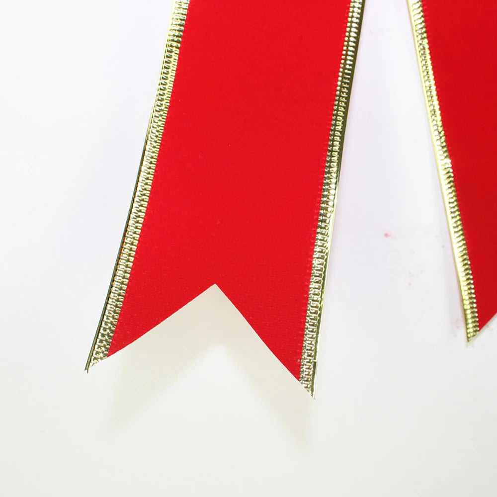 Nœuds de ruban de noël de 25cm, nœuds pour artisanat, décoration d'arbre de noël, nœuds artificiels en flanelle rouge avec fil de fer