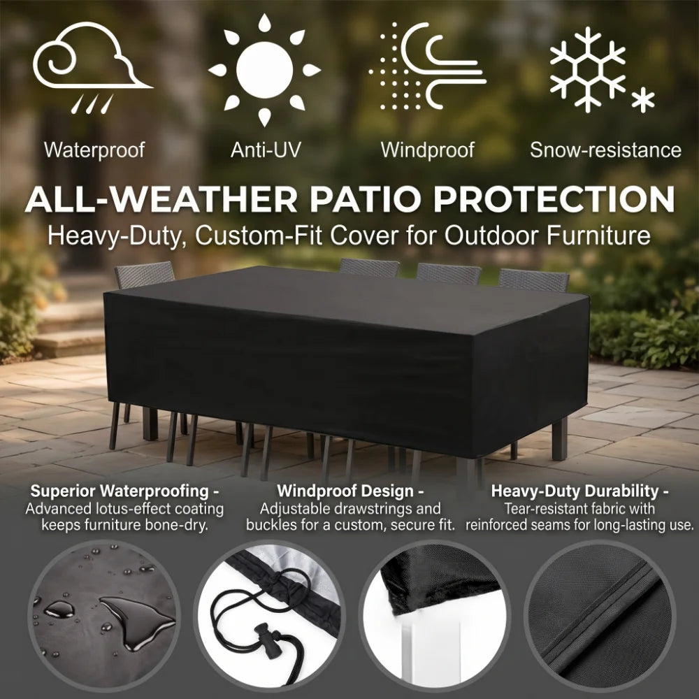 Housse de Protection Imperméable pour Meubles de Jardin – Multi-Tailles, Anti-UV, 100 % Polyester