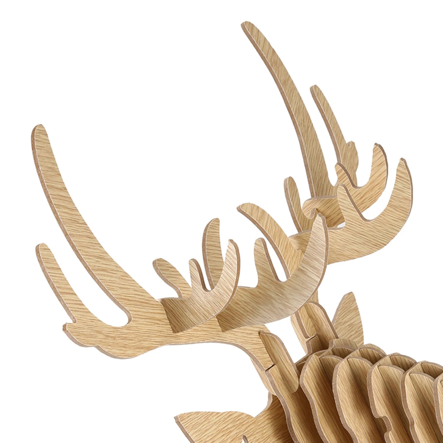 Tête de Cerf en Bois 3D, Décoration Murale et Crochet de Porte, Collier, Chapeau, Clé