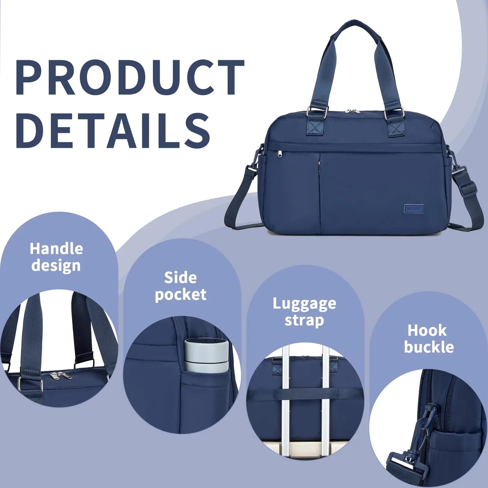 Sac de voyage extensible femmes et hommes KONO – hydrofuge, compartiments sec et humide