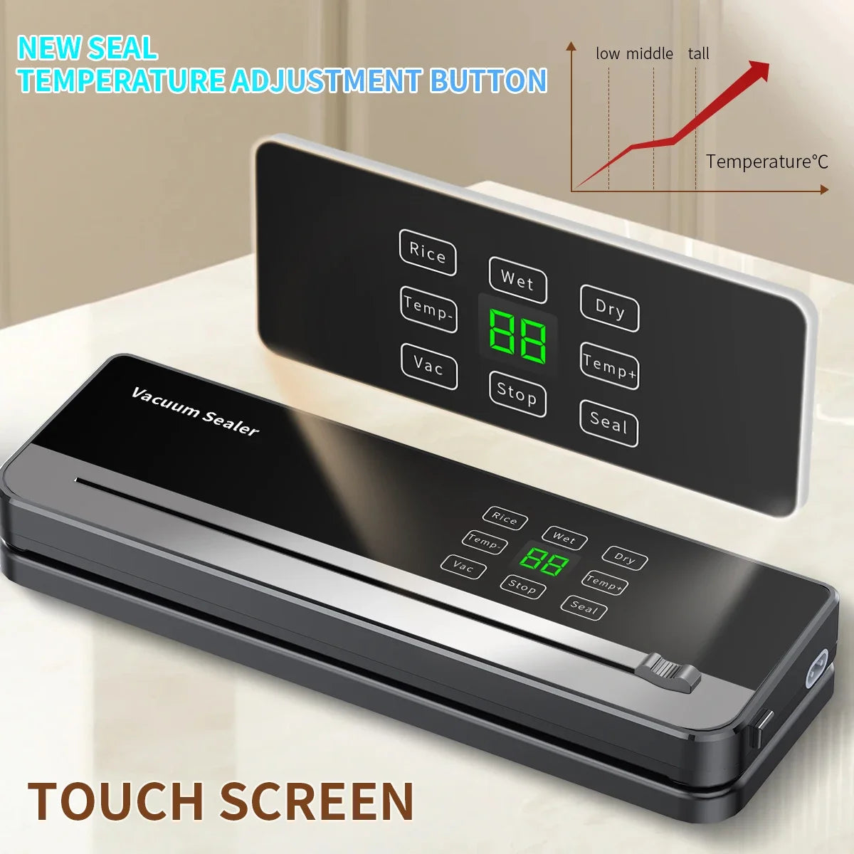 SZUK – Scelleuse sous vide électrique alimentaire, coupe intégrée, bouton tactile sec/humide, stérilisation UV