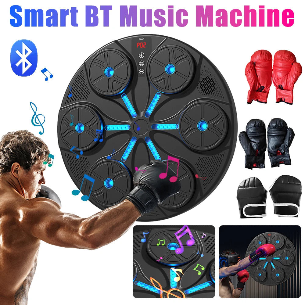 Machine de boxe musicale intelligente HOSPORT – Cible murale Type-C, USB, Compatible Bluetooth avec gants pour salle de sport à domicile