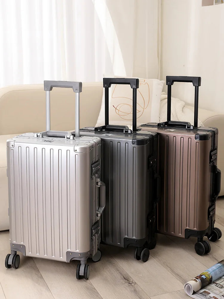 Valise rigide en alliage d’aluminium et de magnésium avec cadre en aluminium SUSHIMU – bagage à roulettes, 20, 24, 26 et 28 pouces