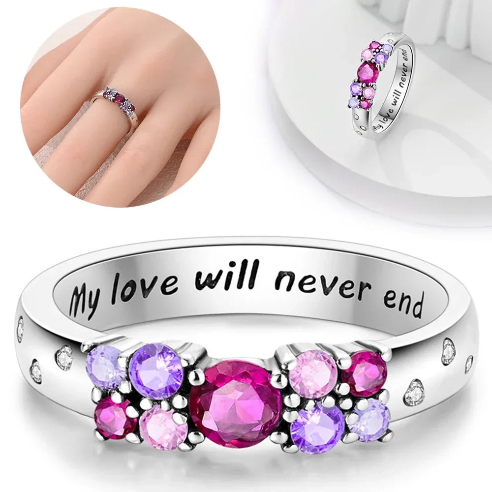 Colorful Zircon Sun Moon Star Stackable Rings for Women.