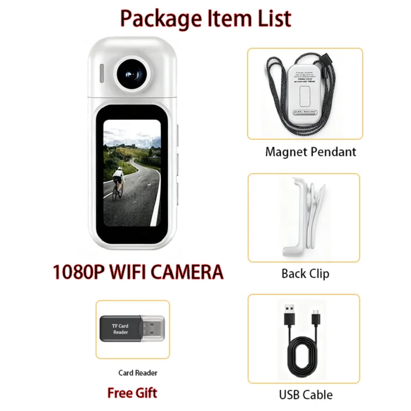 Caméra Corporelle 4K/1080P JETO JT-91 – Mini Caméra POV Pro Ultra Compacte avec Écran Tactile 1,47" et Lentille Rotative 180°