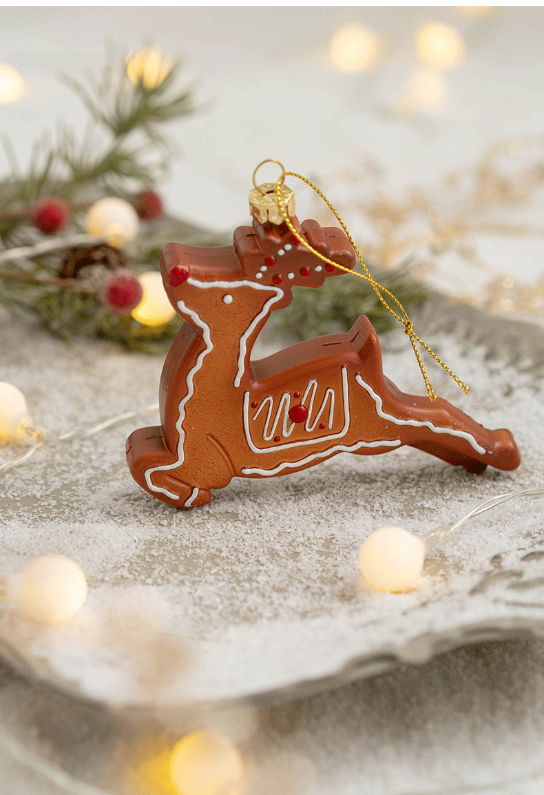 Weihnachtsdeko, Lebkuchenmann, kreativer Christbaumschmuck-Anhänger, Plätzchenmann, Schneeflocke, Elch