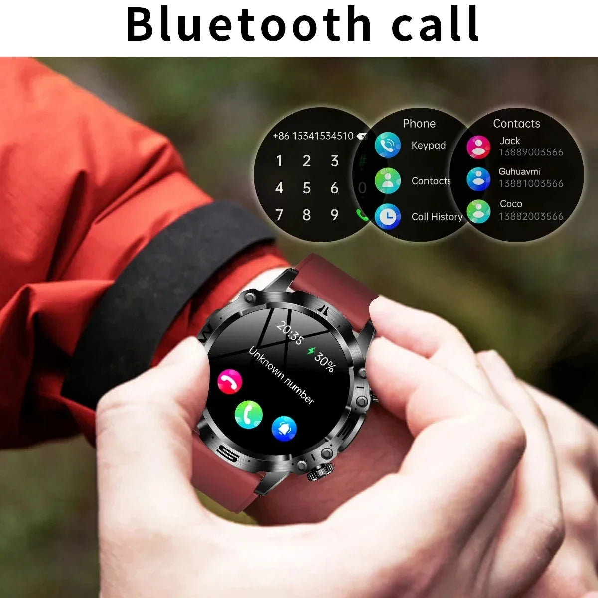 Smartwatch, Montre connectée ECG + PPG pour homme, Bluetooth, Android, IOS