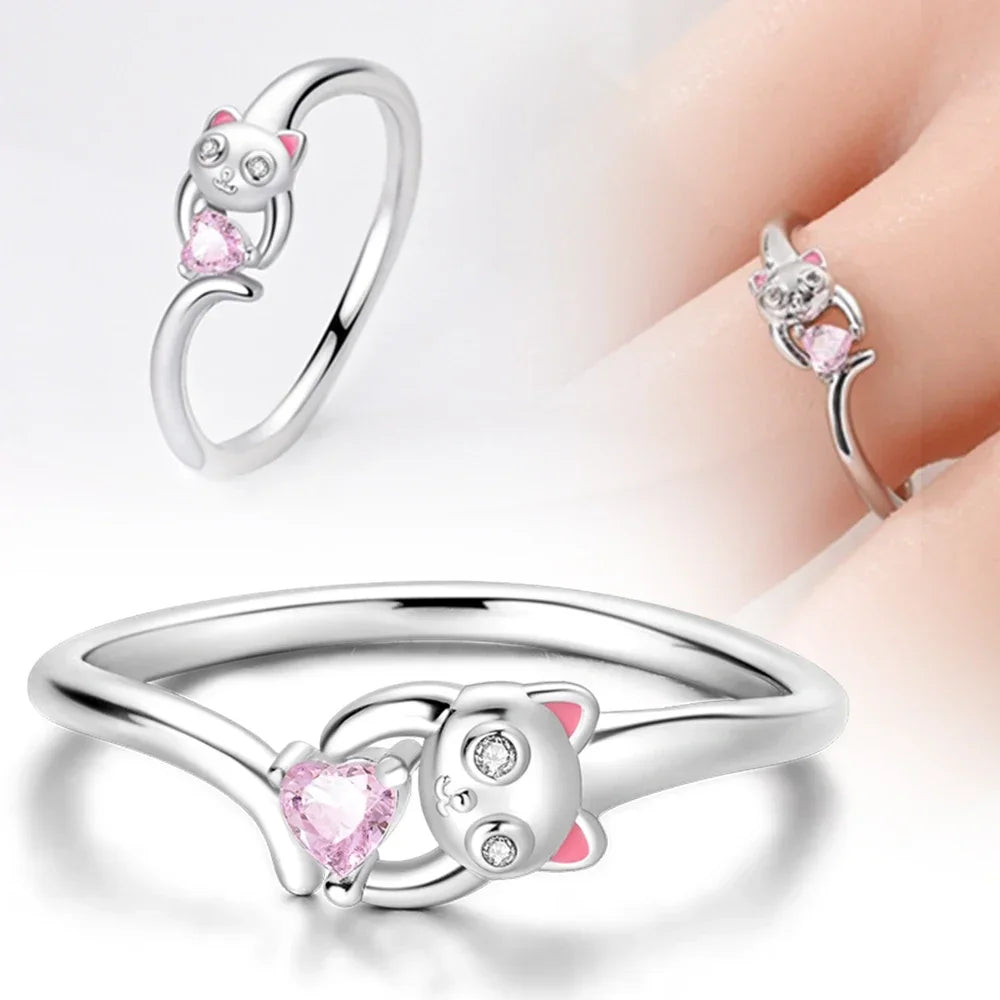 Colorful Zircon Sun Moon Star Stackable Rings for Women.