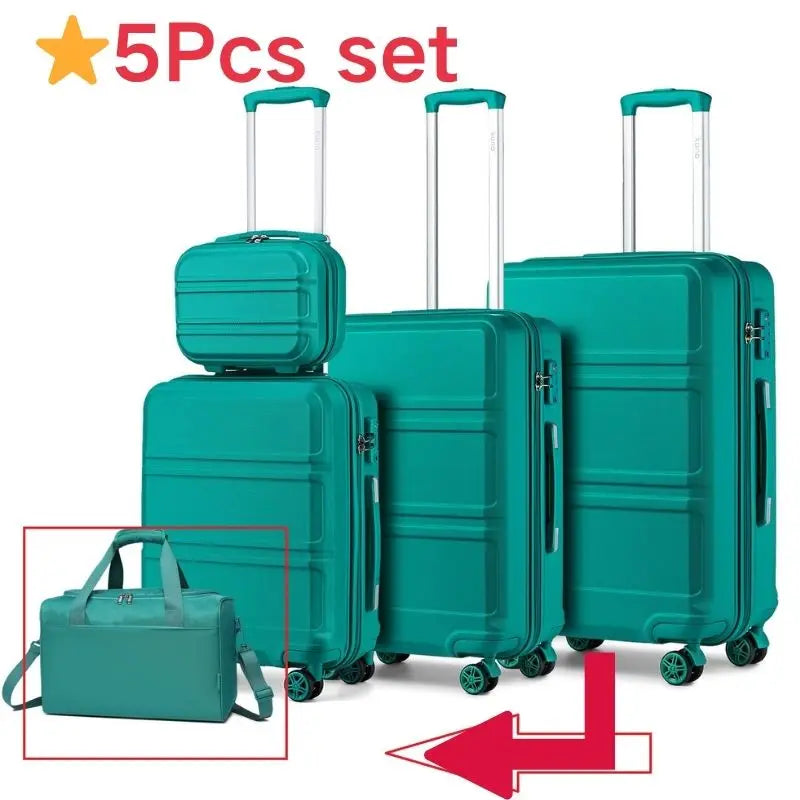 Ensemble de bagages rigides ABS KONO 4/5/6 pièces – léger, serrure TSA, valises S-M-L-XL + sac polochon et trousse de toilette