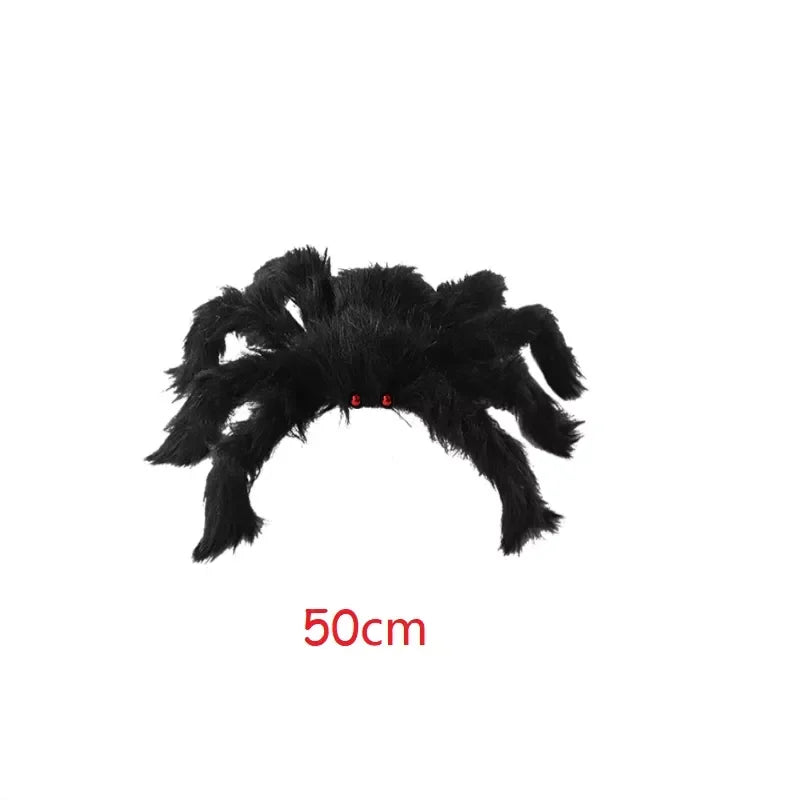 Peluche Araignée Noire Surdimensionnée – Décoration Halloween 30–90 cm