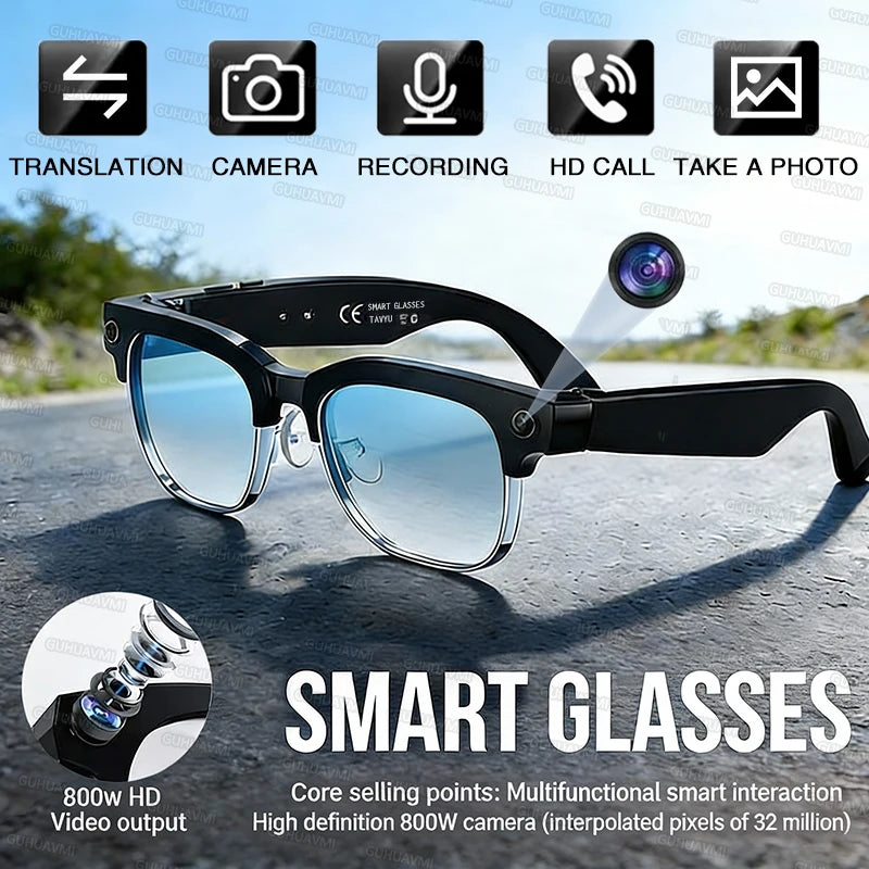 Lunettes intelligentes 800W Pixel 2026 GUHUAVMI W630 – Caméra IA, Appel Bluetooth 5.3, Traduction Vocale, Protection UV – Homme