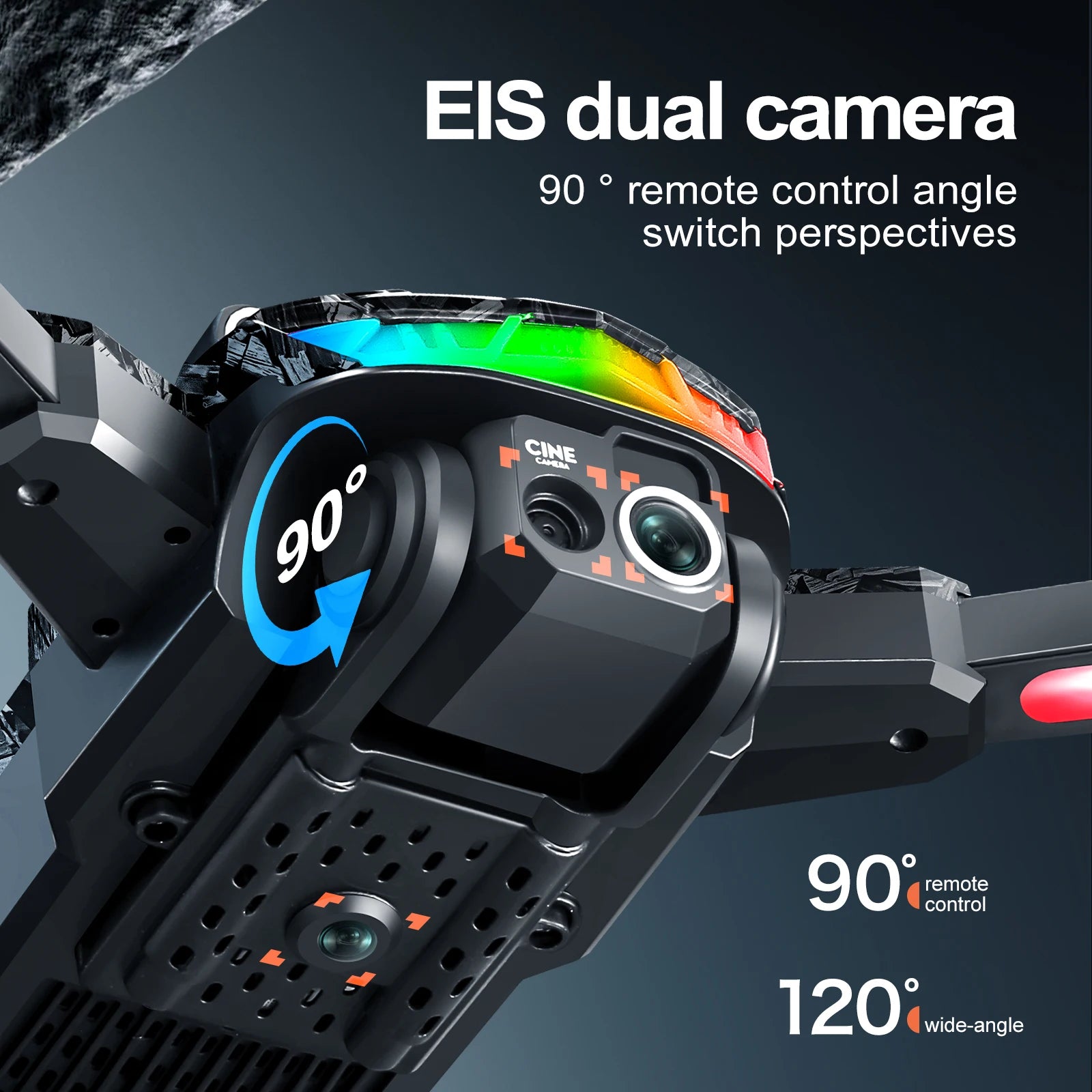 Drone S160 Pro 6K HD EIS – Drone FPV à double caméra avec écran RC, LED colorées, moteur sans balais