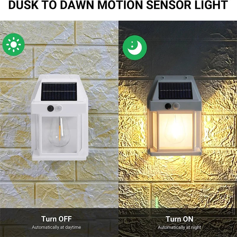 Tungsten Solar Wall Light, Waterproof, Wireless, Motion Sensor, Security Lights, Dusk to Dawn for Foster, Garden Lighting, 1-8 Pieces