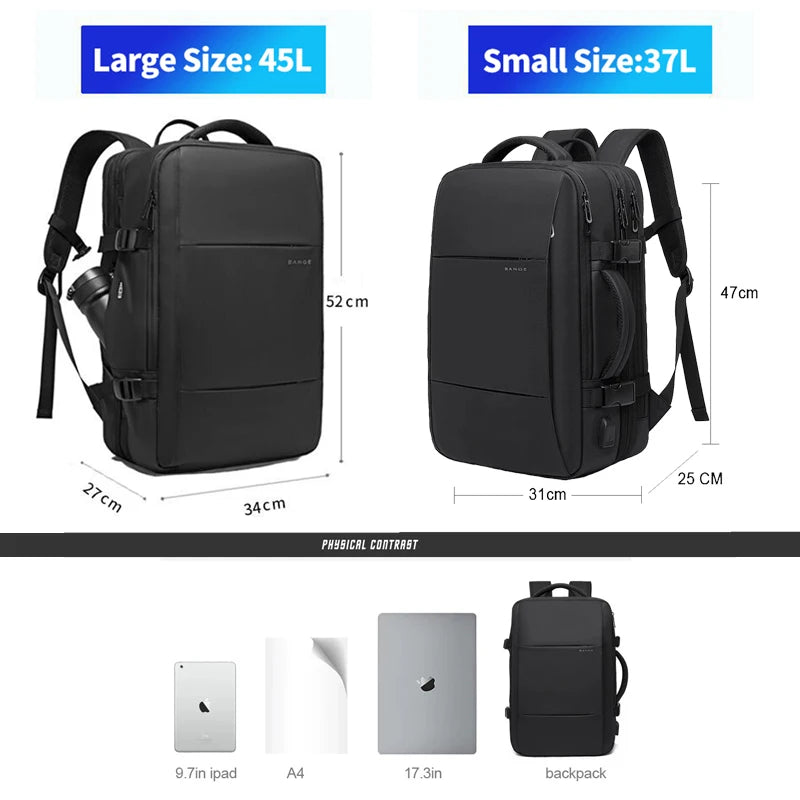 Men's Travel Backpack Business School Expandable USB Large Capacity 17.3 inch Laptop Waterproof Fashion Backpack