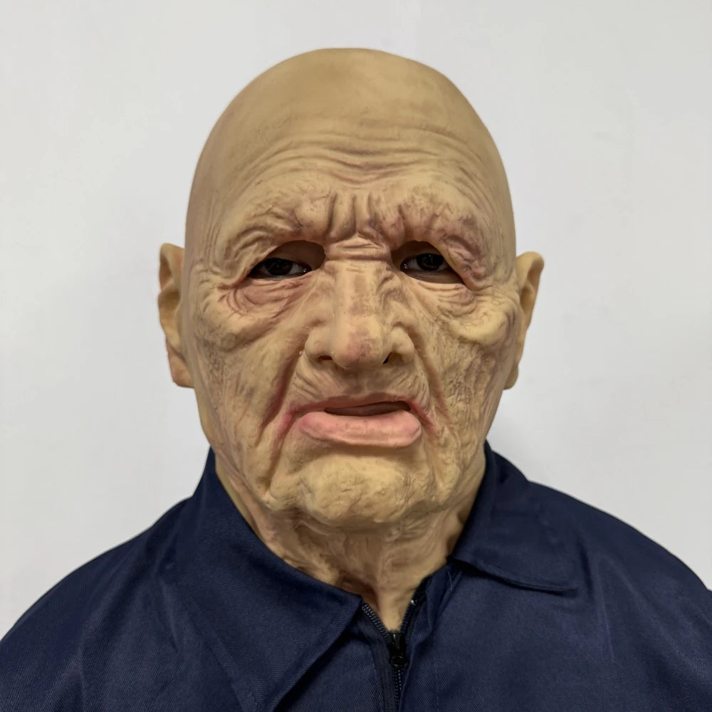Masque Réaliste Vieil Homme en Latex Silicone – Modèle Long Cou, Toucher Doux