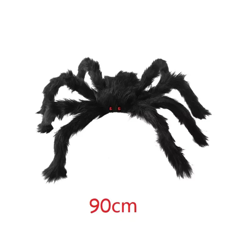 Peluche Araignée Noire Surdimensionnée – Décoration Halloween 30–90 cm